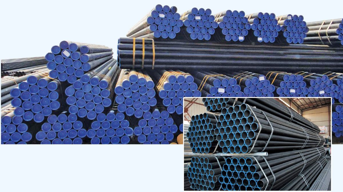 Stacked carbon steel seamless pipes